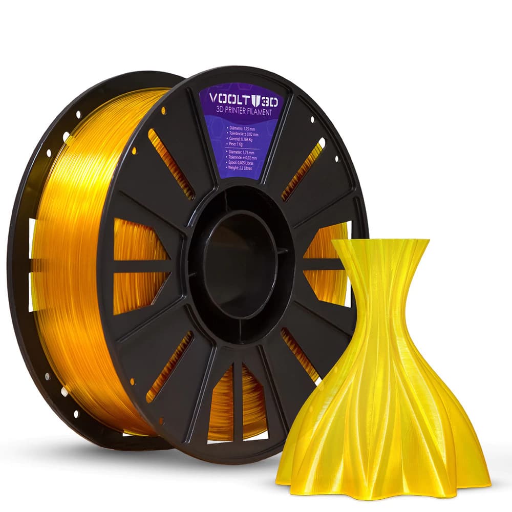 Filamento PETG HF Amarelo Ouro Translúcido High Fluidity Premium - 1Kg