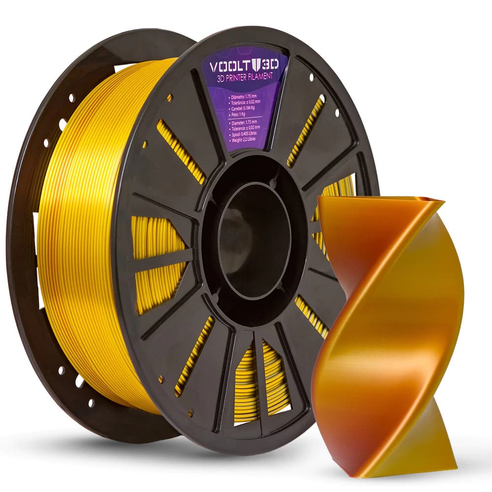 Filamento PLA Tri Color Bronze / Prata / Ouro V-Silk High Speed Premium 1kg