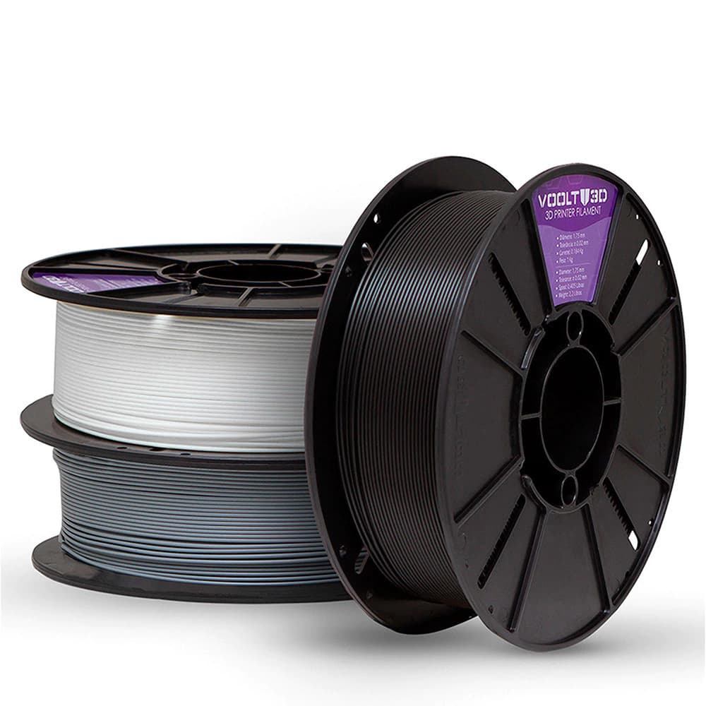 KIT Filamento PLA Velvet - Branco | Cinza | Preto