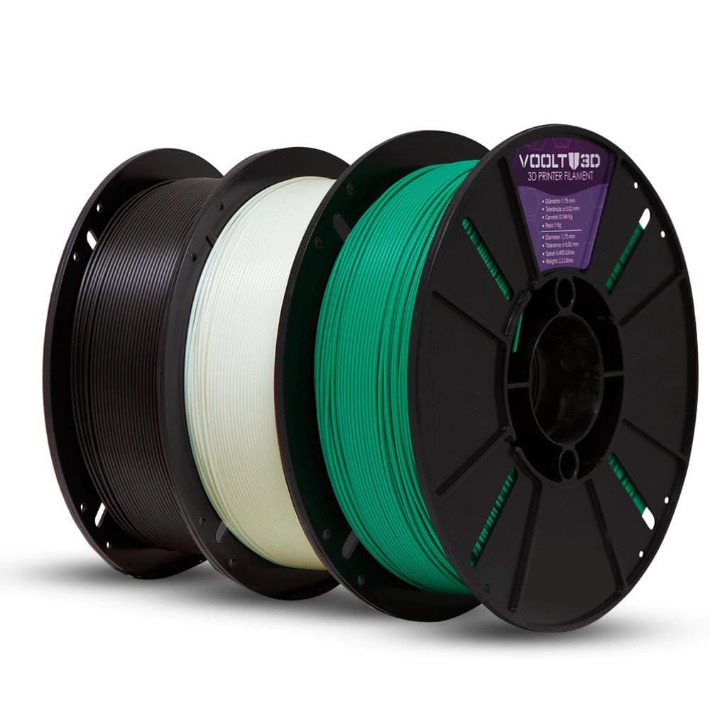 KIT Filamento PLA Velvet - Branco | Preto | Verde